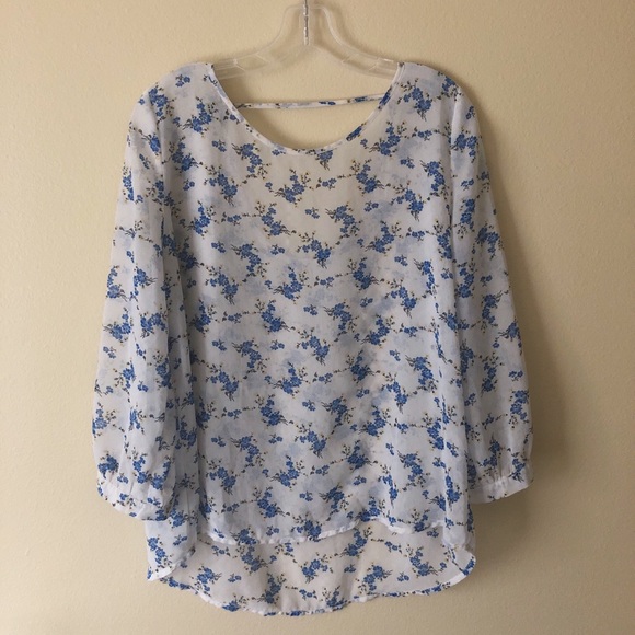 Floral 3/4 sleeve low back blouse - Picture 7 of 8